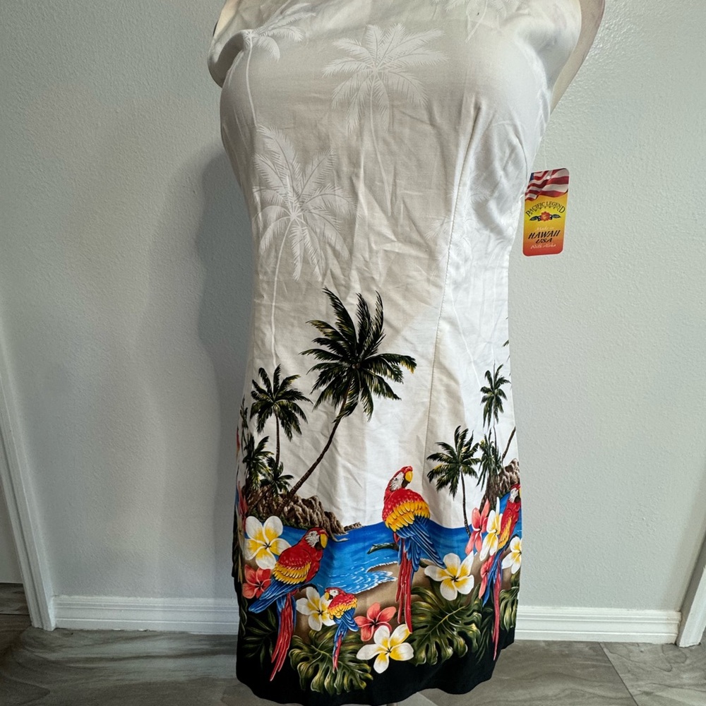 Tropical Print White Midi Dress - Picture 2 of 5